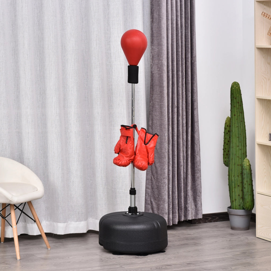 Punching Ball con Altezza Regolabile e Base ¨C Minimal ¨C Rosso 136-154 cm