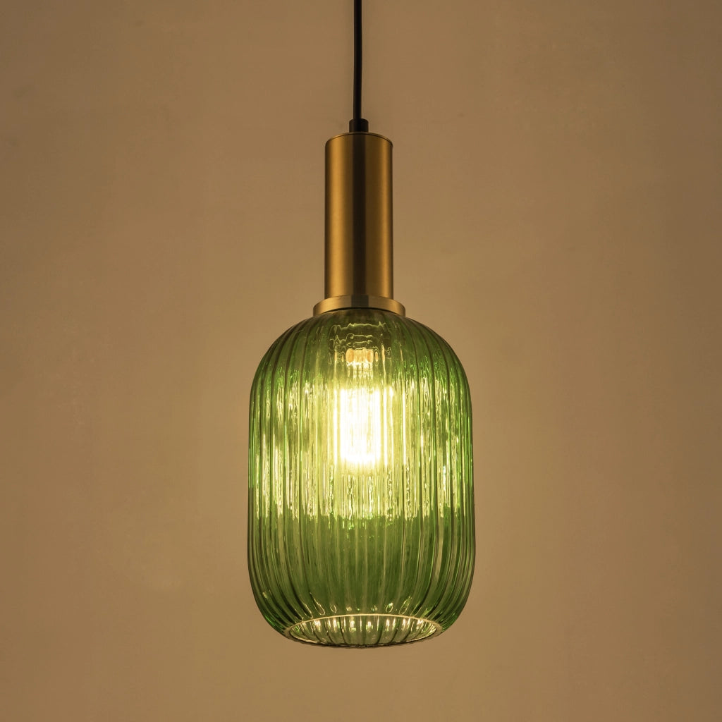 Lampada a sospensione Polux Suffolk verde oro E27 Ø15 cm