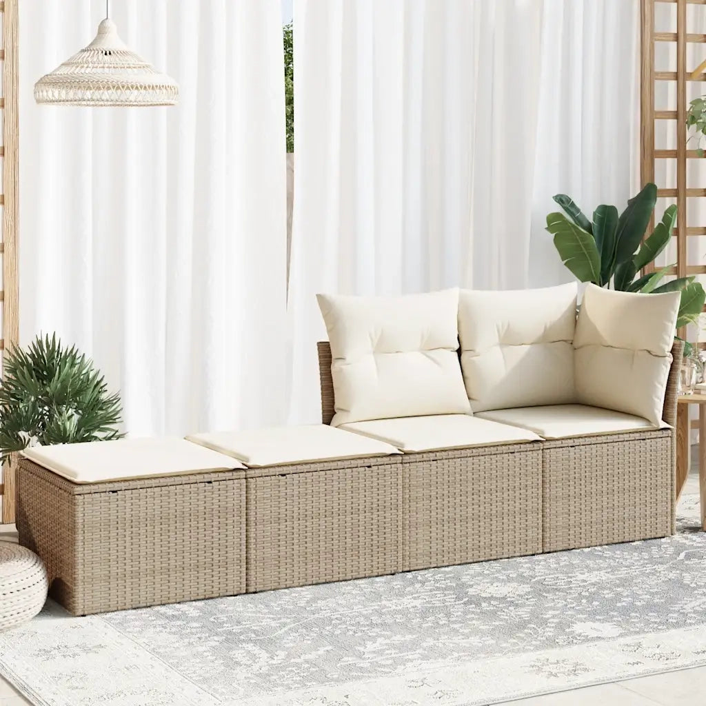 Set Divano da Giardino 2 pz con Cuscini Beige Polyrattan Acacia 3328681