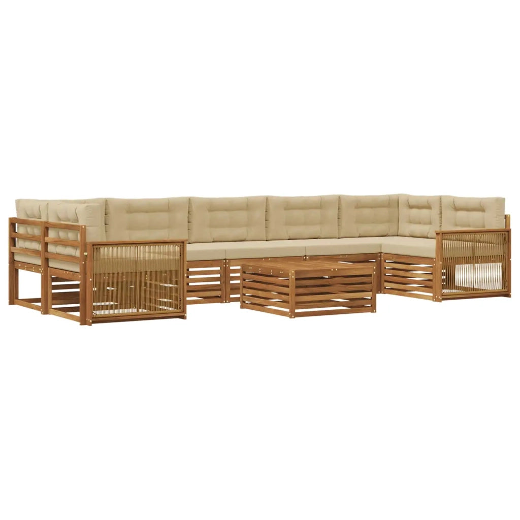 Set di divani da esterno con cuscino 8 pcs Naturale e Beige 3383151
