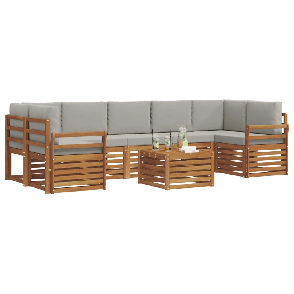 Set di divani da esterno 8 pcs Grigio Naturale e Chiaro 3374531