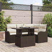 Set Divano da Giardino 5 pcs Marrone Rattan in Polipropilene