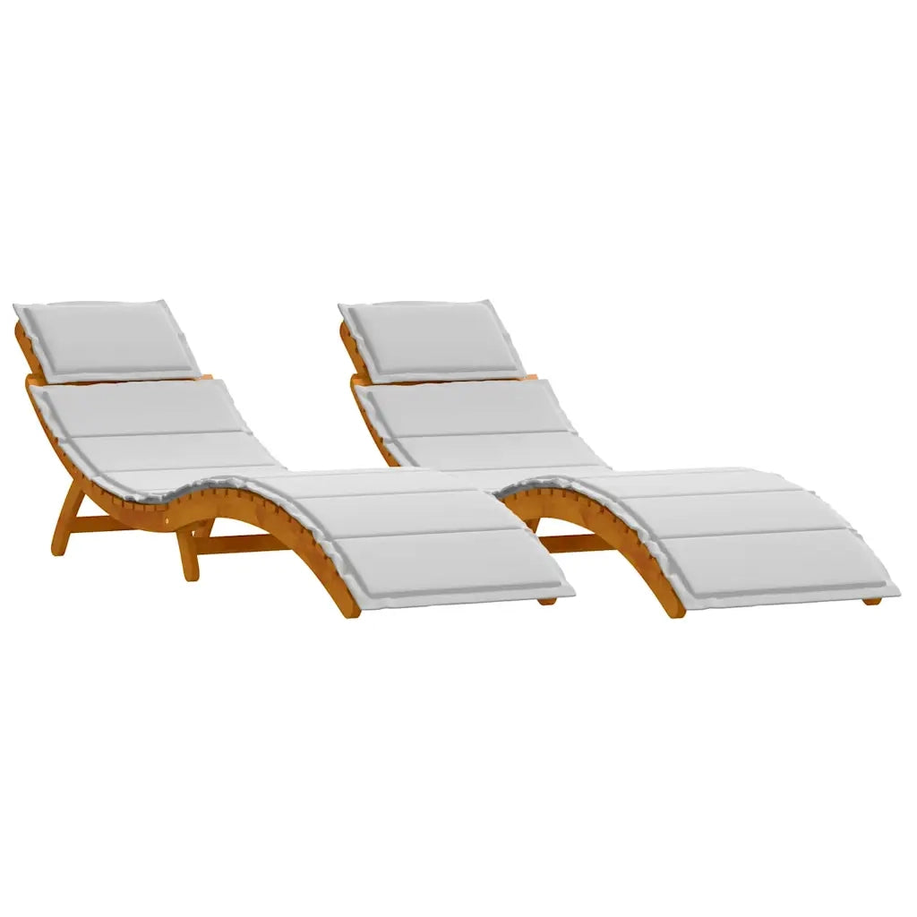 Lettino prendisole 2 pcs Grigio chiaro Legno di Acacia Massello 4107100