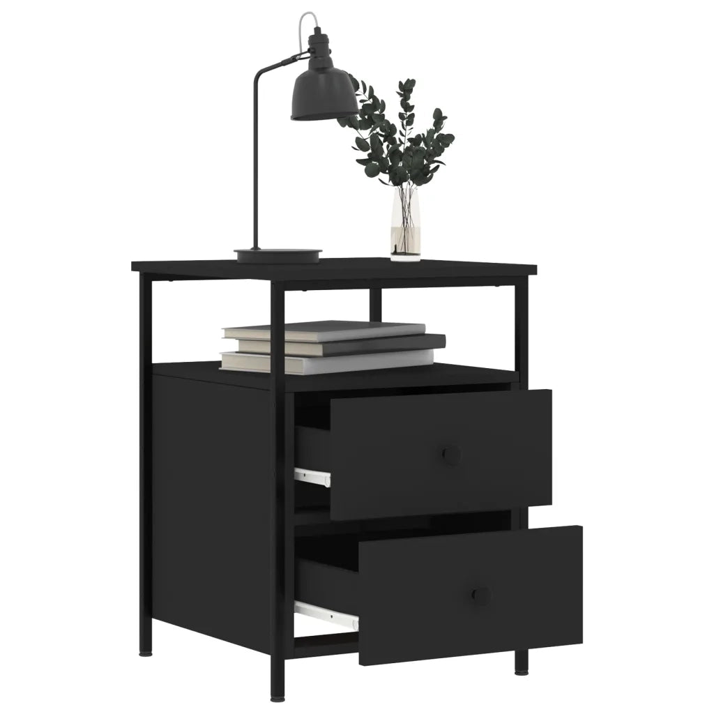 Comodini 2 pz Neri 44x45x60 cm in Legno Multistrato 826004