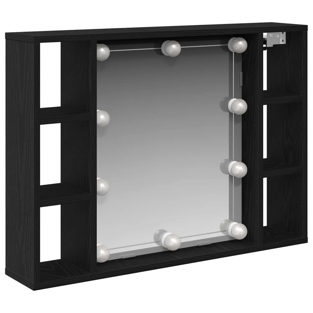 Mobiletto per specchio con specchio Rovere Nero 76 x 15 x 55 cm 862104