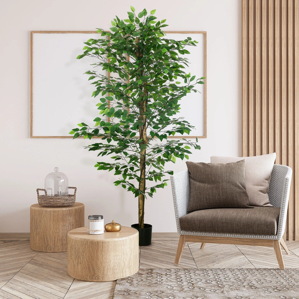 Pianta Finto Ficus Artificiale ¨C Zephmum ¨C Verde, Tronco e Rami, H180cm con Vaso