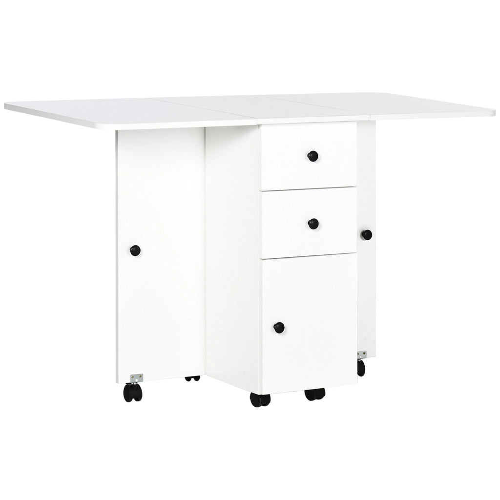 Tavolo da pranzo pieghevole con 2 cassetti e 1 ripiano ¨C Minimal ¨C bianco