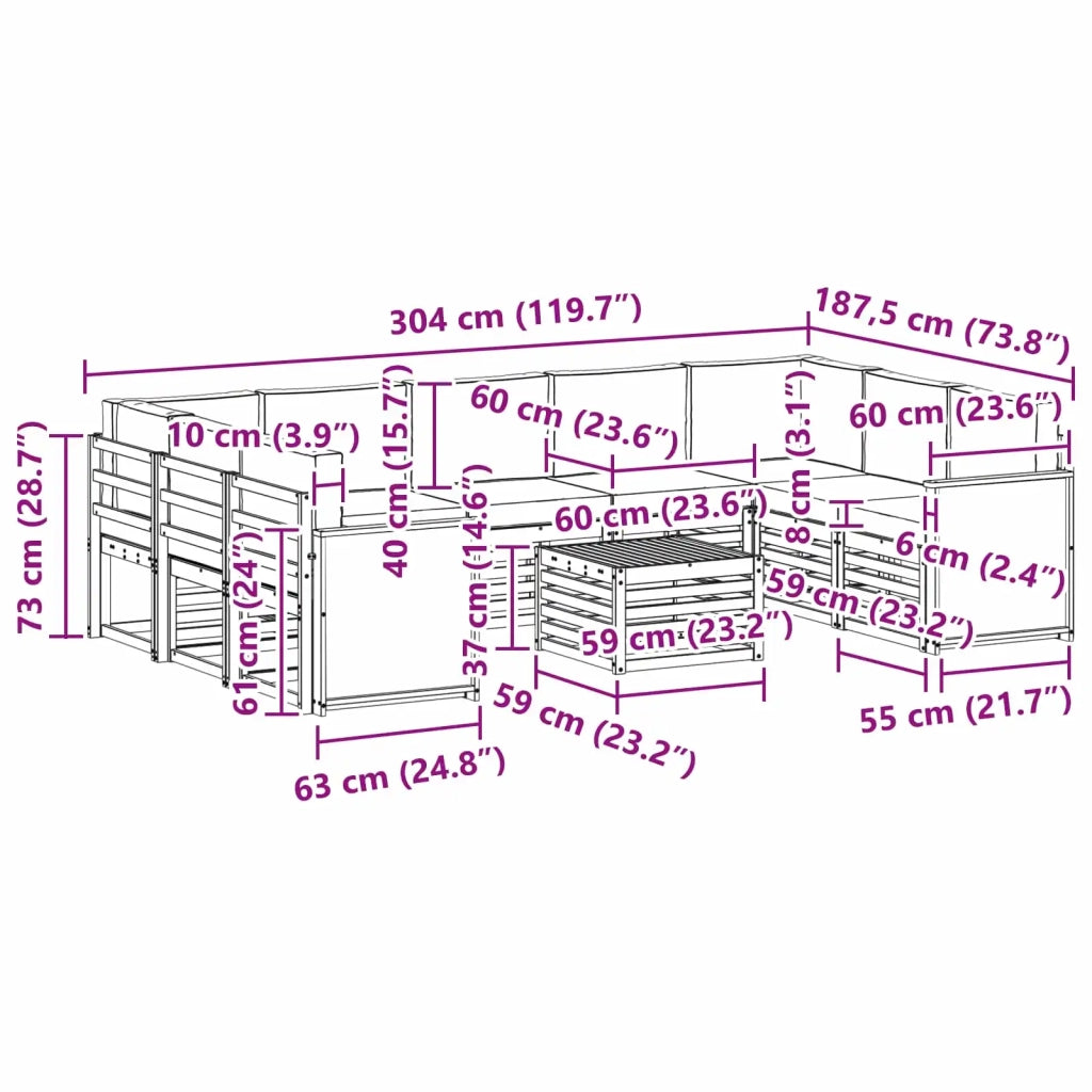 Set divani Legno di Acacia Massello 3384858