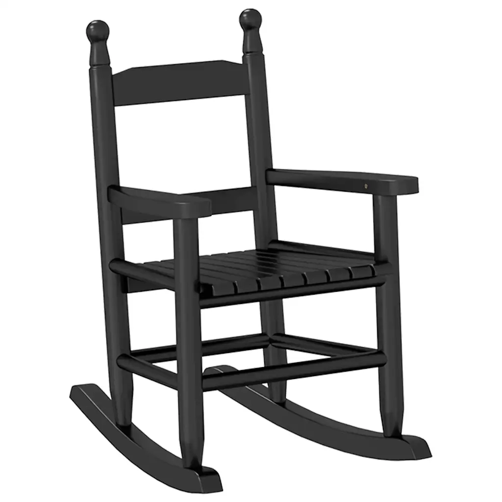 Sedia a Dondolo per Bambini nera in Legno Massello di Pioppo CFW9743940