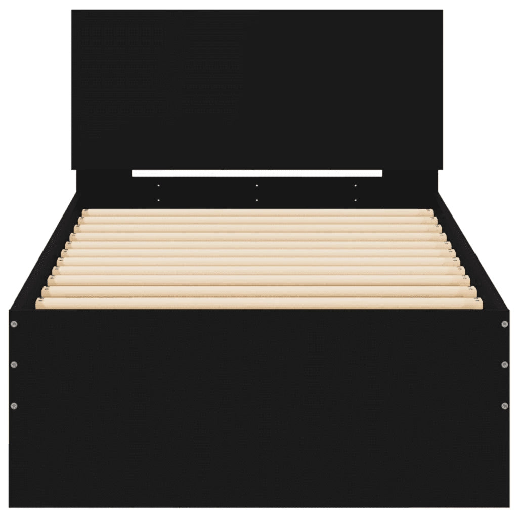 Giroletto con Testiera e LED Nero 75x190 cm 838842