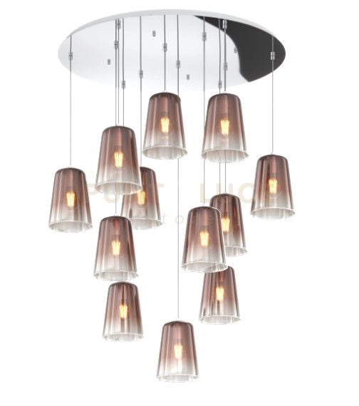 SOSPENSIONE CROMO TONDA 12 LUCI RAME 1164CR-S12 T-RA