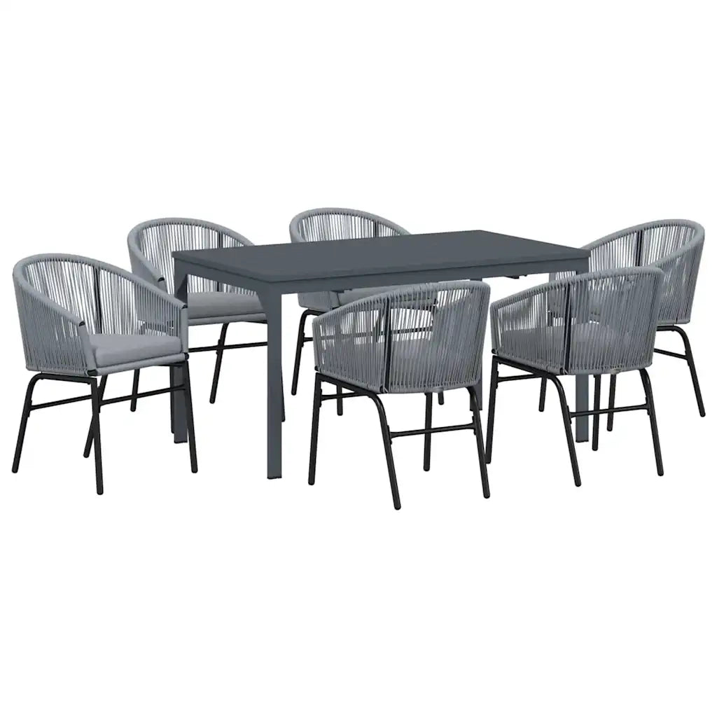 Set da Pranzo per Giardino 7 pcs Grigio polyrattan 3378826