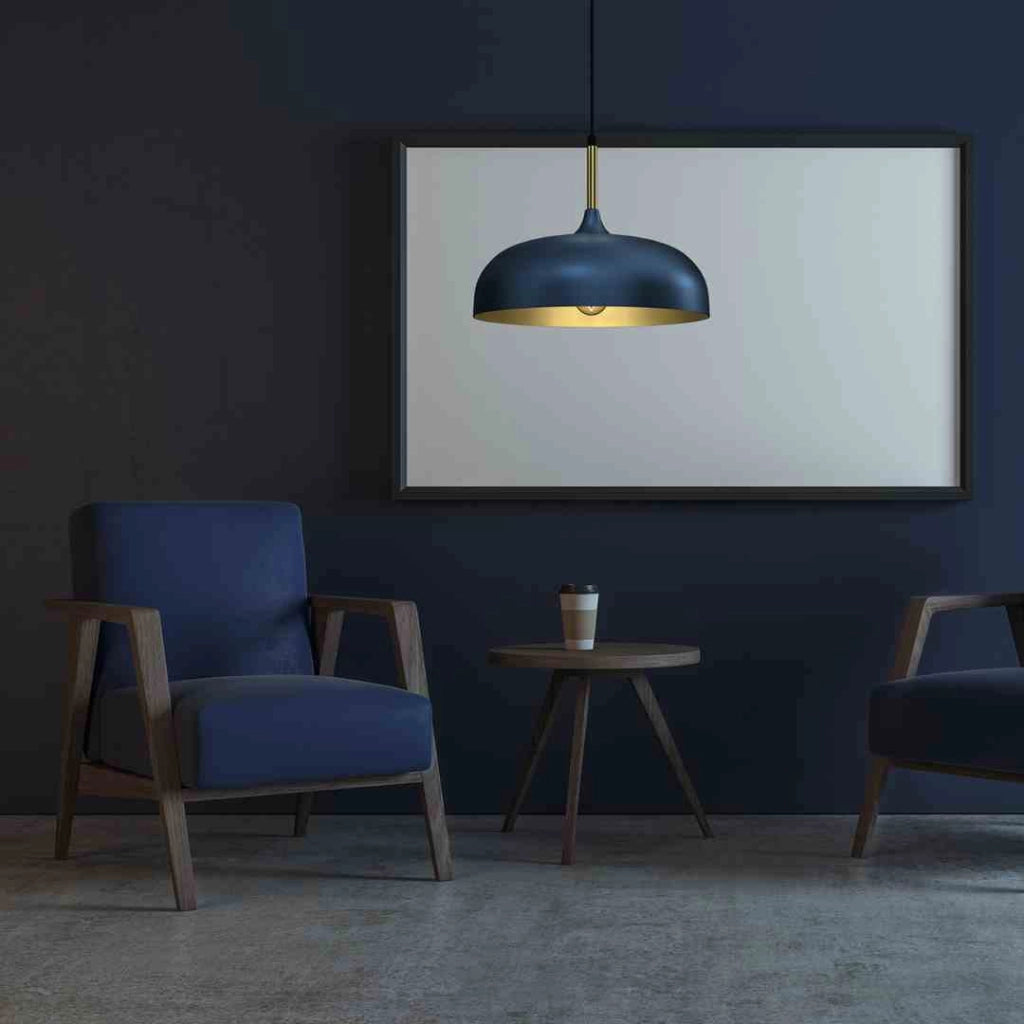 Lampada a sospensione Milagro Lincoln blu oro Ø35 E27