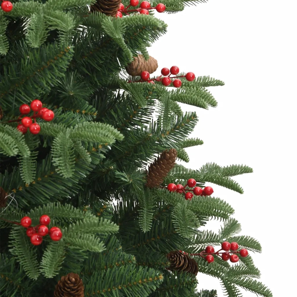 Albero Natale Artificiale Incernierato con Pigne e Bacche 210cm 358377