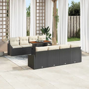 Set da Pranzo per Giardino con cuscino 9 pcs Nero e Crema 3349809