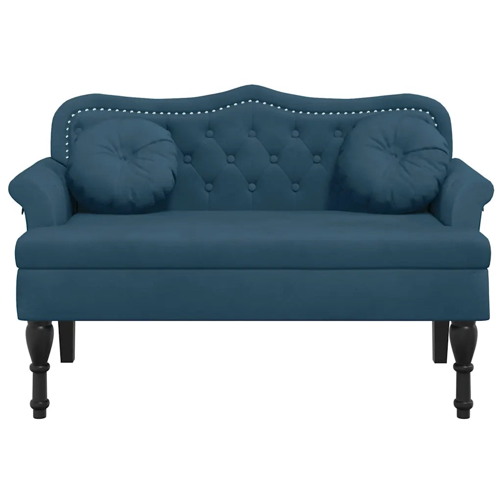Panca con Cuscini Blu 120,5x65x75 cm in Velluto 372148