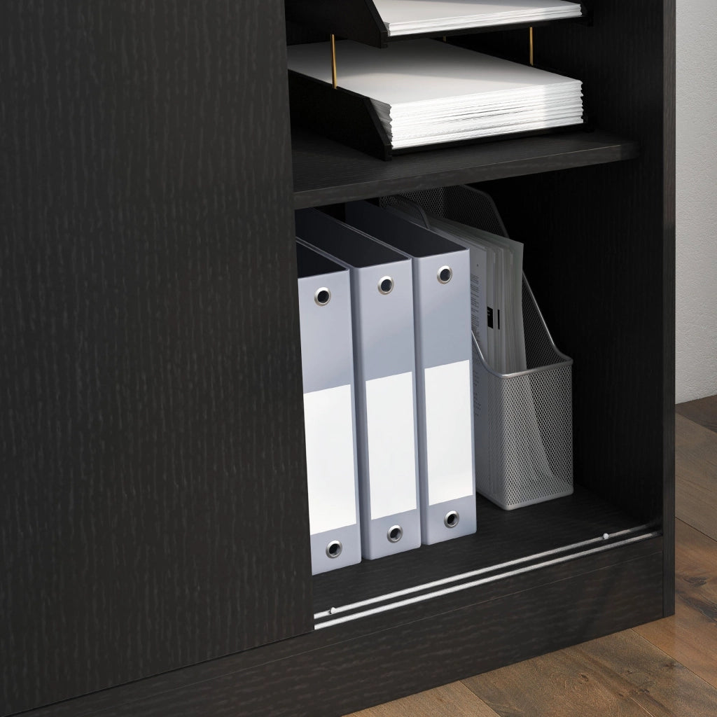 Armadietto da Ufficio 80x40x120 cm Ante Scorrevoli con 2 Chiavi di Sicurezza Nero
