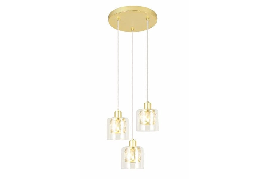 Lampada a sospensione rotonda oro Elmo 3xE14 Reality