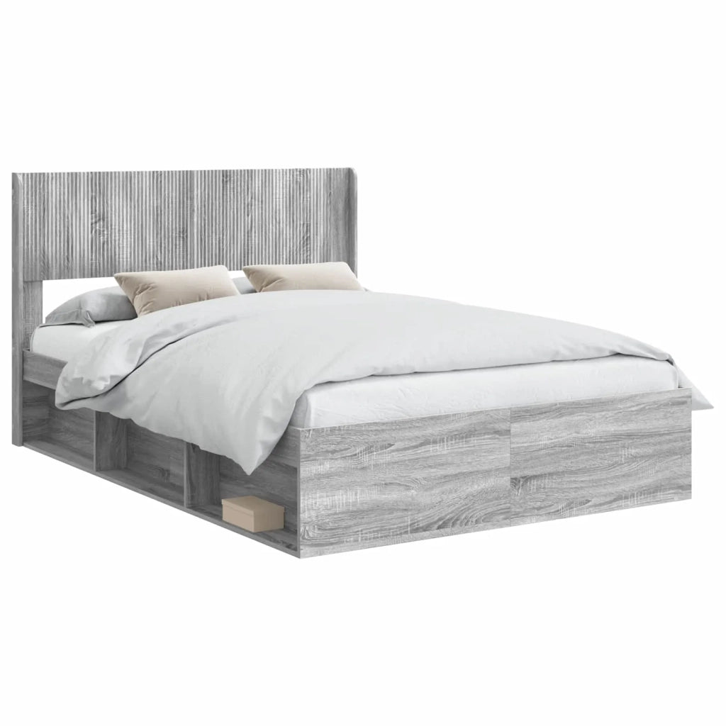 Struttura del letto con stoccaggio e testata Sonoma grigio 3414216