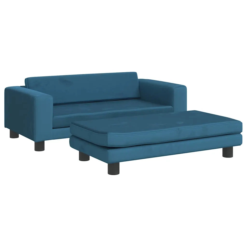 Lettino per Cani con Estensione Blu 100x50x30 cm in Velluto 172019
