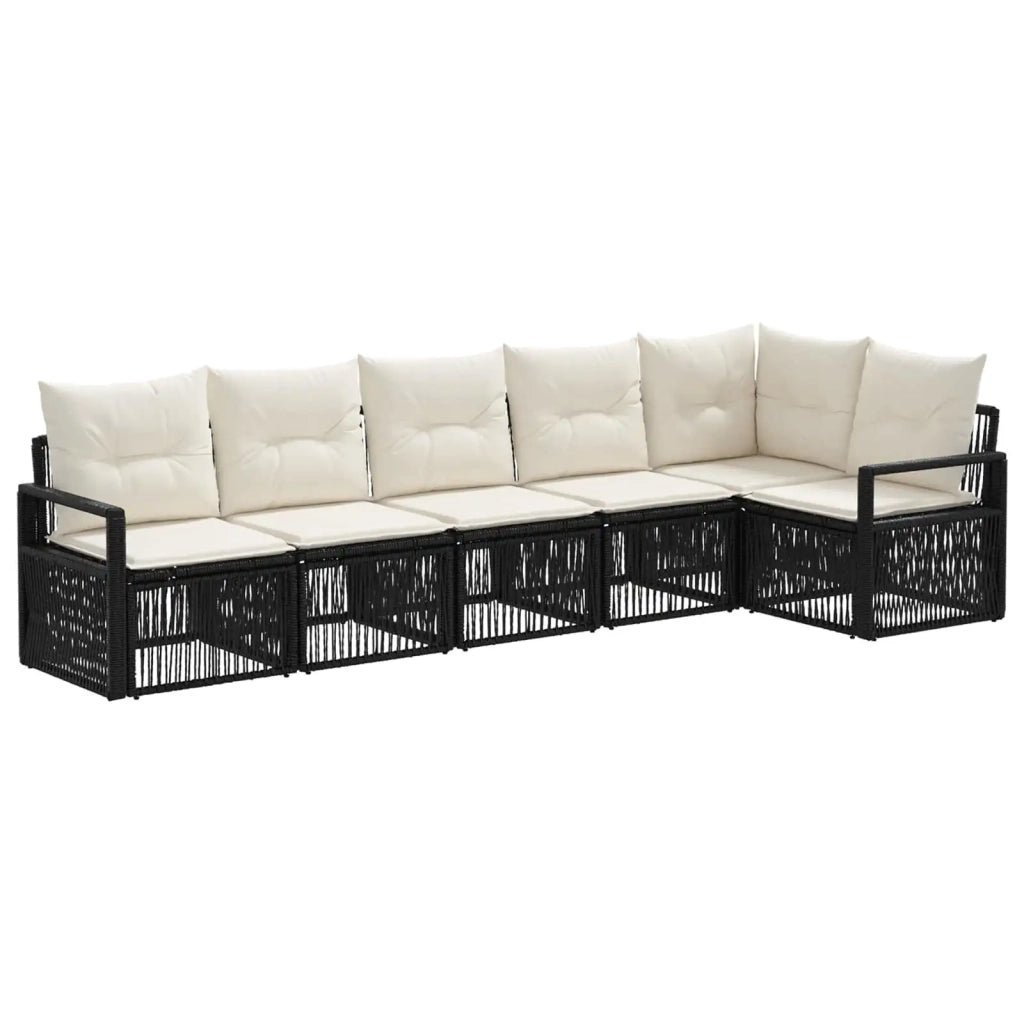 Set Divano da Giardino 6 pz Nero polyrattan 3435715