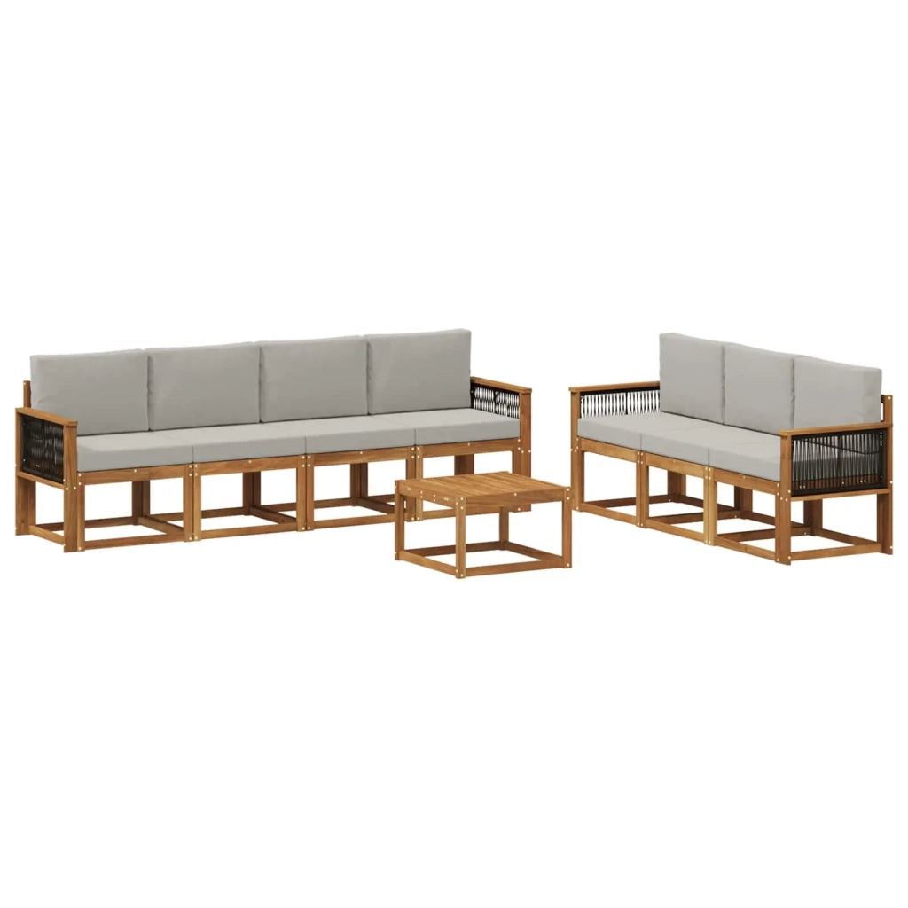 Set di divani da esterno 7 pz Naturale e Grigio Chiaro 3385052