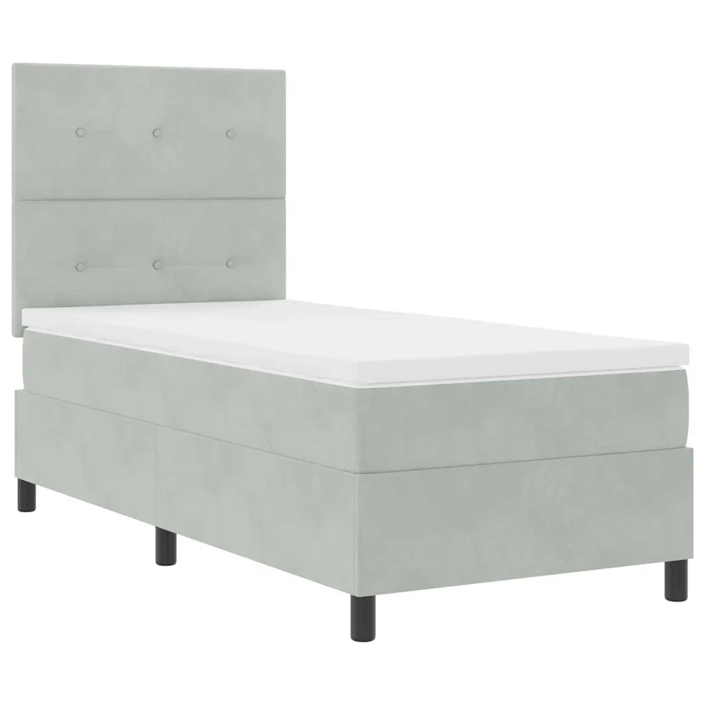 Letto a Sorgente LED Grigio chiaro 90 x 190 cm Tessuto