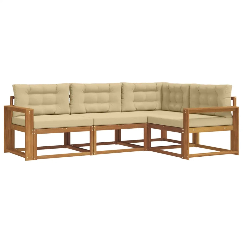 Set di divani da esterno con cuscino 4 pcs Naturale e Beige 3367516