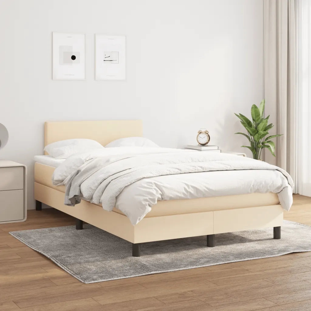 Giroletto a Molle con Materasso Crema 120x190 cm in Tessuto 3269714