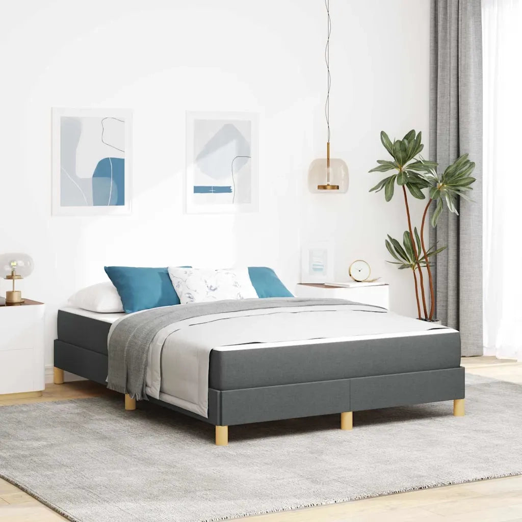 Letto a molle con materasso Grigio scuro 140 x 200 cm Tessuto