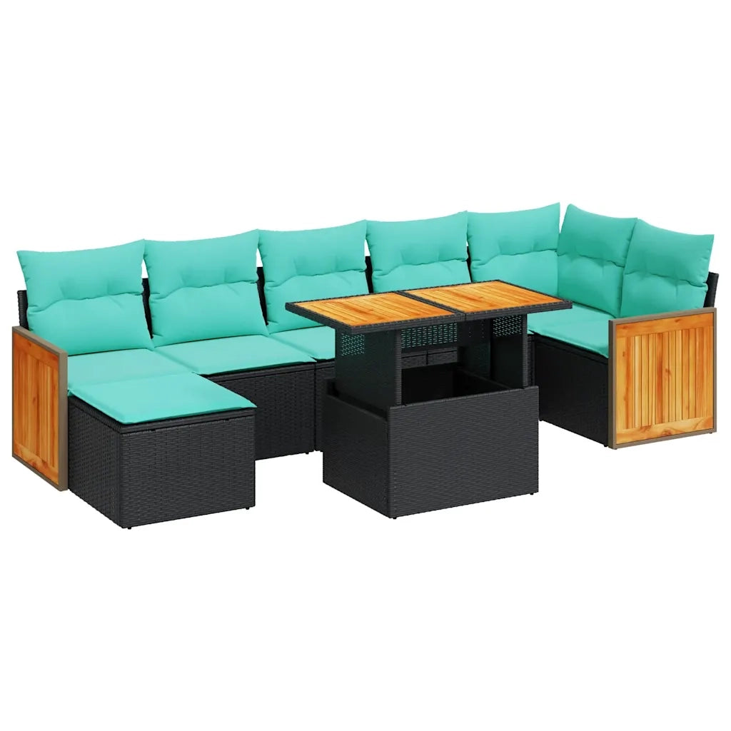 Set Divano da Giardino 8pz con Cuscini Grigio Polyrattan Acacia 3327739