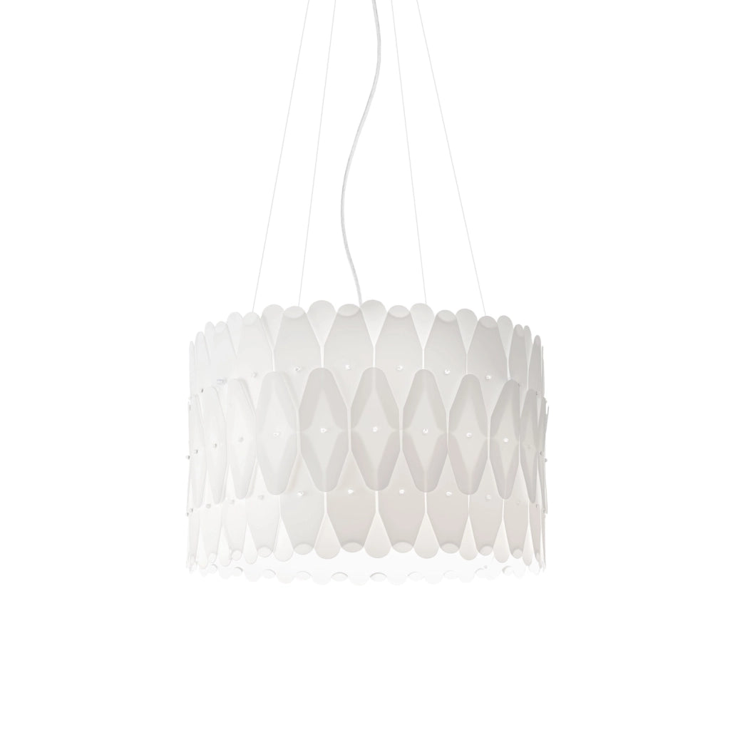 Sospensione Moderna Amanda Polilux ® Bianco E Metallo Cromo 1 Luce E27 D50Cm