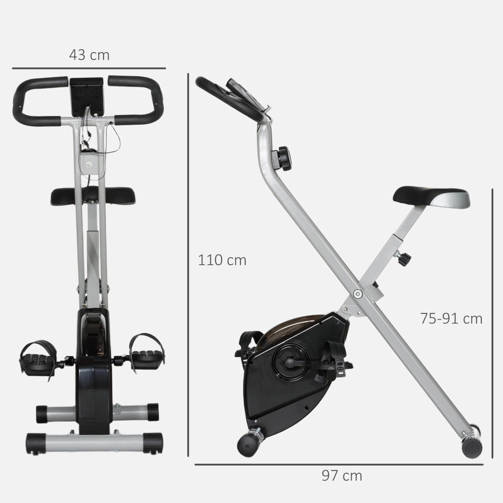 Cyclette Pieghevole Magnetica 8 Livelli Display LCD ¨C Zephmum ¨C Grigio e Nero
