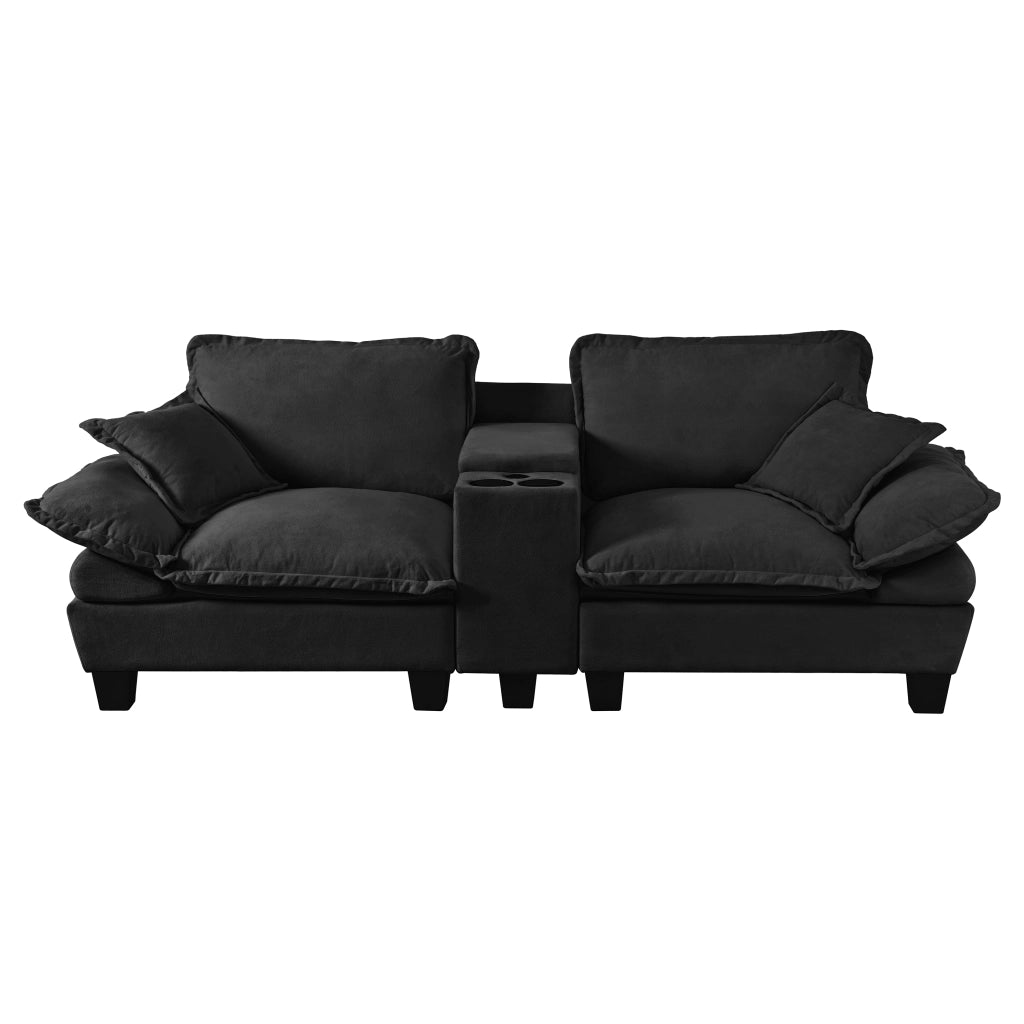 Divano Modulare Cloud con Contenitore e Cuscini ¨C Xylo ¨C Chenille Nero