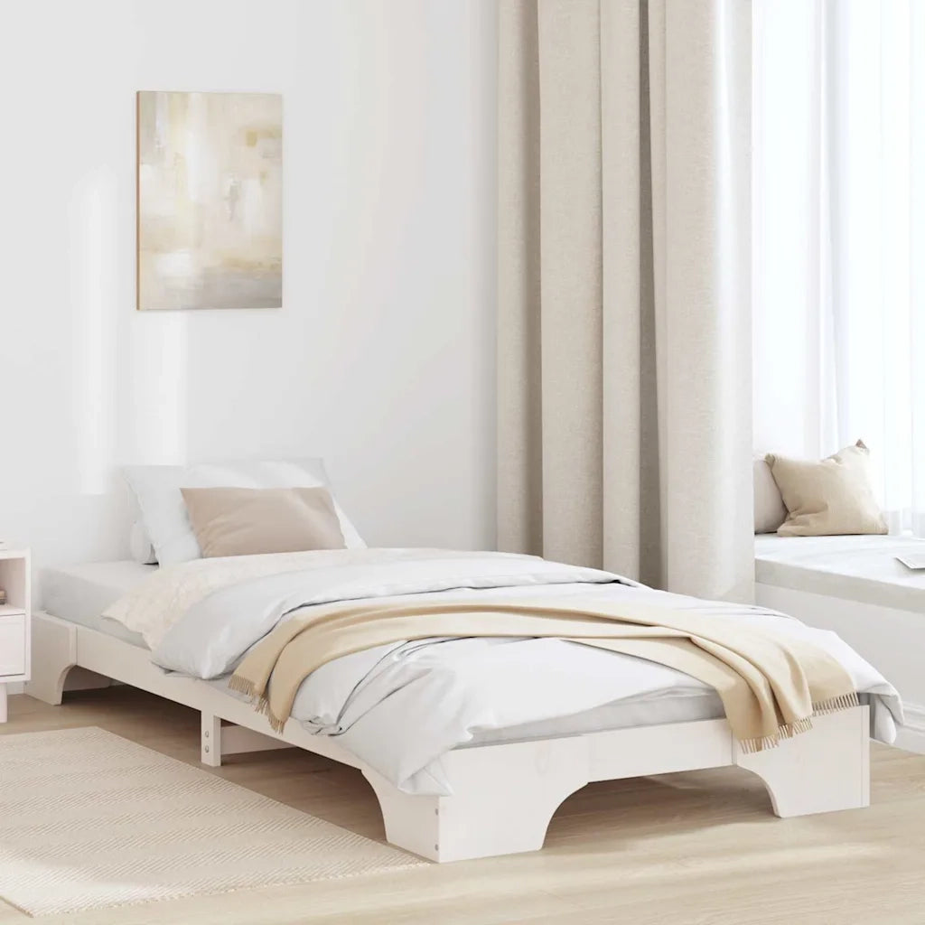 Struttura del letto-Giroletto-Rete del Letto Bianco 90 x 190 cm Pino massello 483490