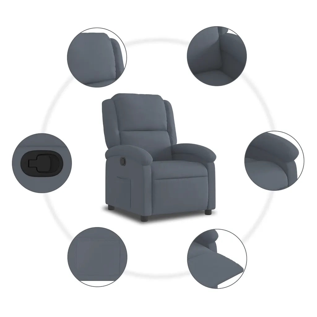 Poltrona reclinabile in velluto grigio scuro 3205492