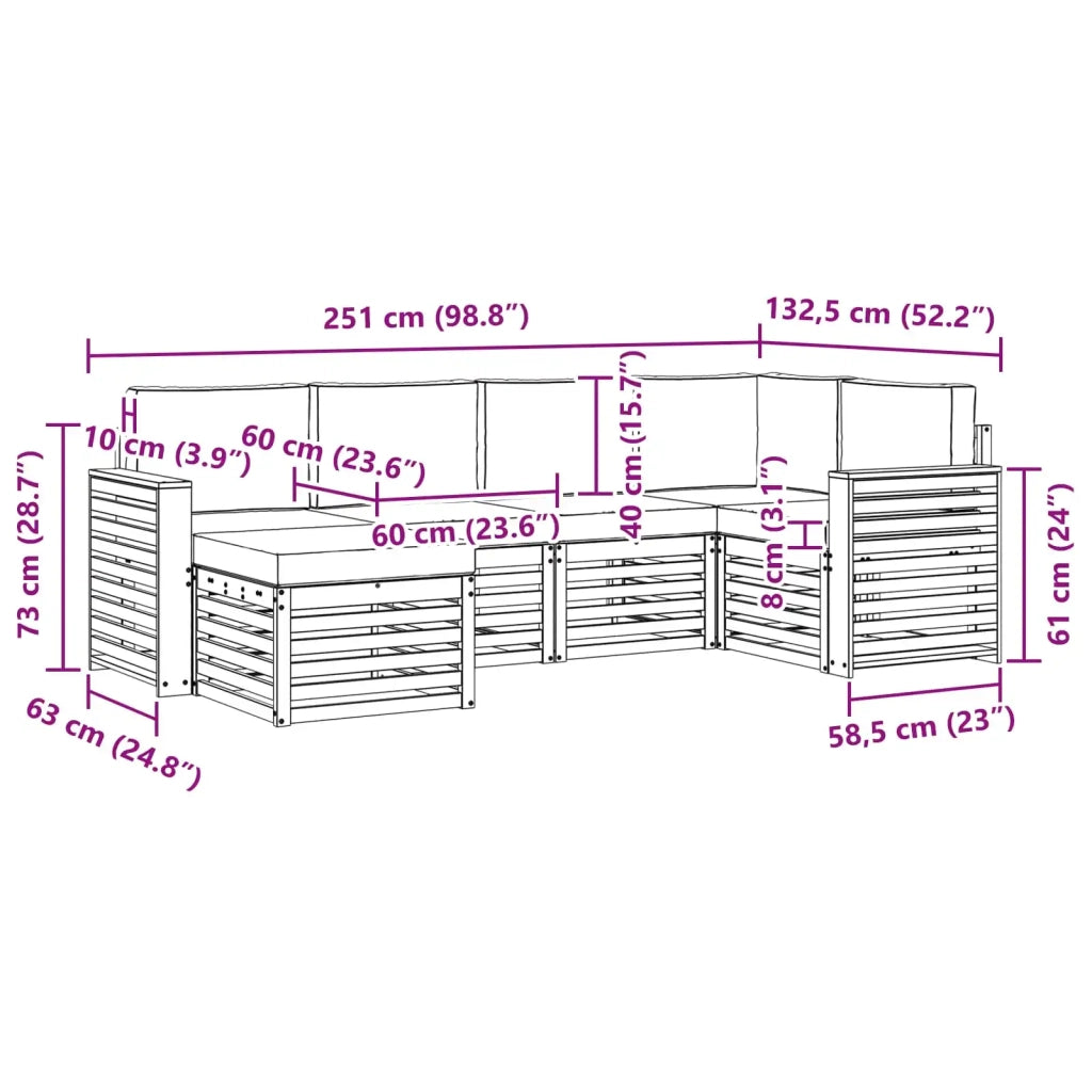 Set di divani da esterno 6 pcs Bianco e Antracite Poliestere 3392122
