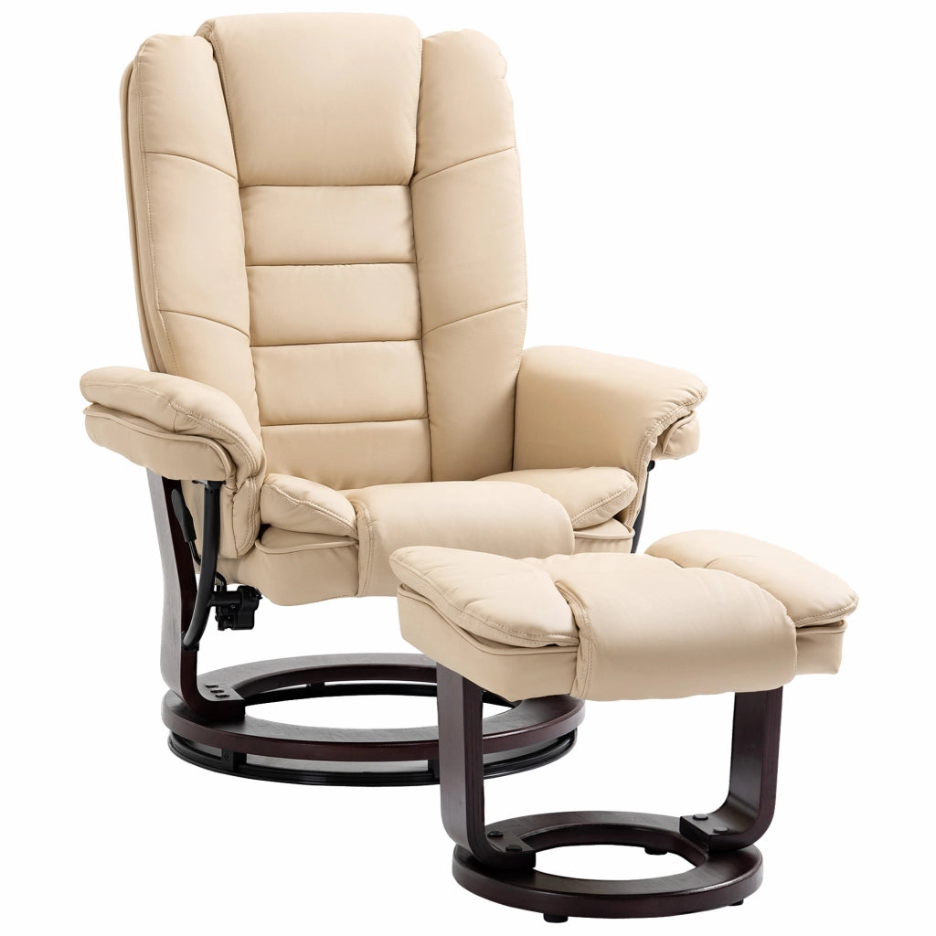 Poltrona Relax con Pouf ¨C Xylo ¨C Reclinabile Girevole 360¡ã Similpelle PU Grigio