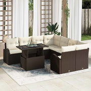 Set Divano da Giardino 9 pcs Marrone Rattan in Polipropilene 3357351
