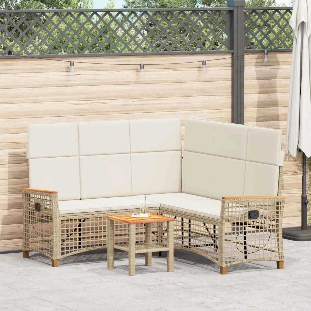 Set di Divani Recliner da Giardino Beige e Bianco Crema 42026826