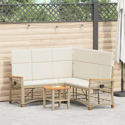 Set di Divani Recliner da Giardino Beige e Bianco Crema 42026826