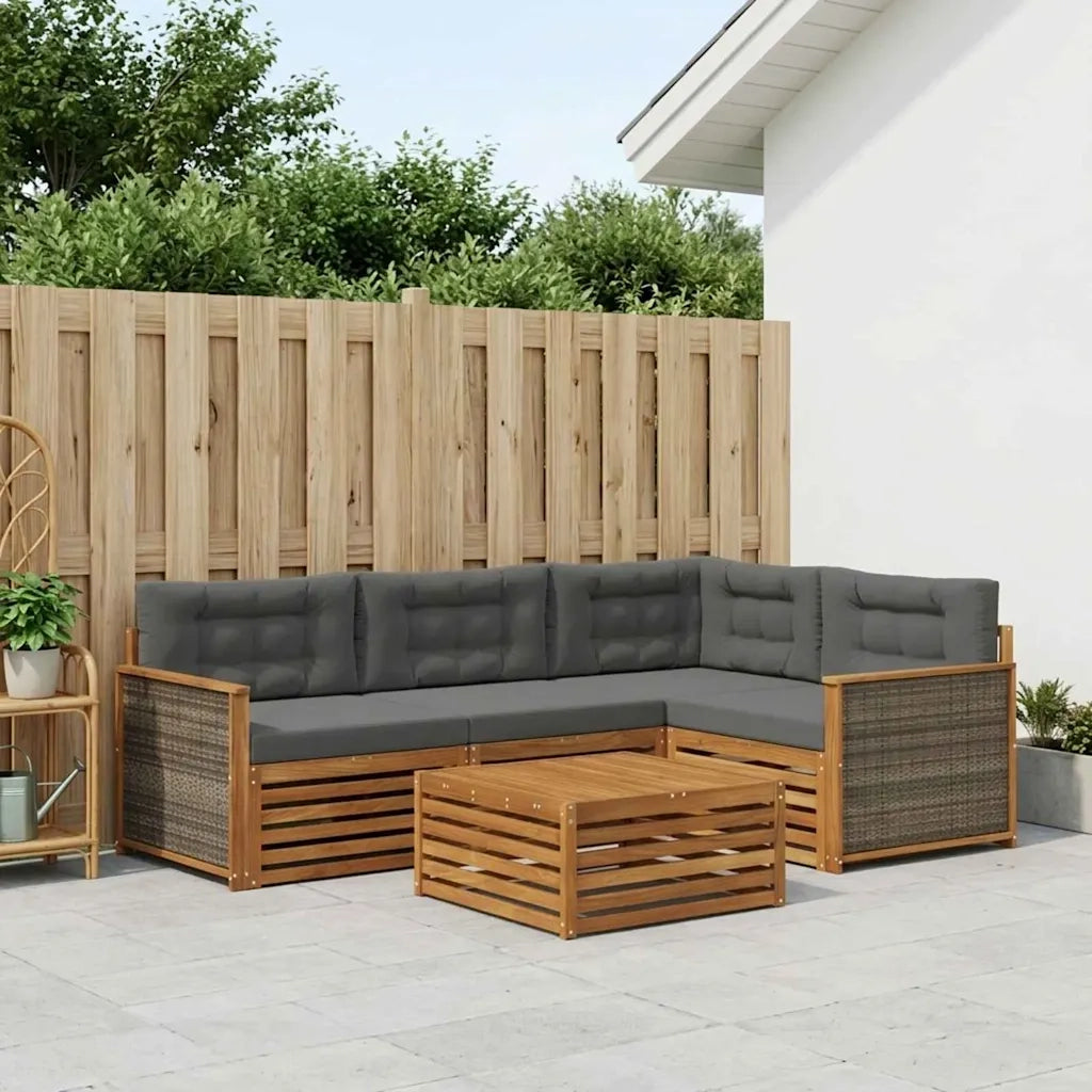 Set di divani da esterno con cuscino 5 pcs Naturale e Antracite 3383320