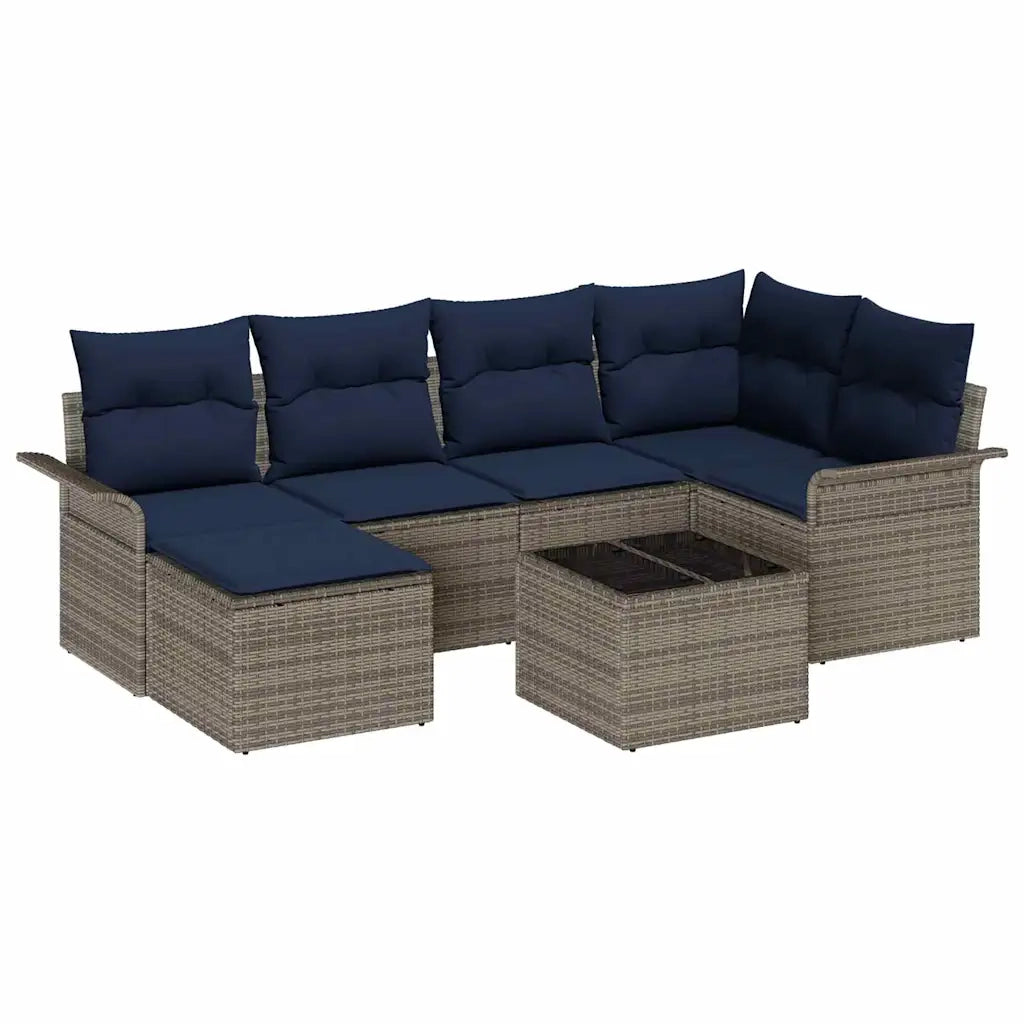 Set Divano da Giardino 7 pcs Grigio polyrattan 3354114
