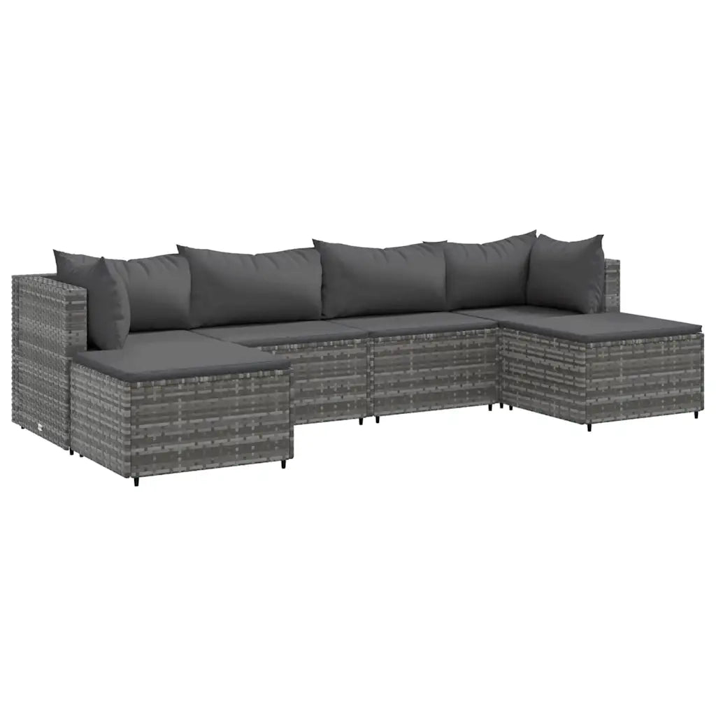 Set Divani da Giardino 6 pz con Cuscini in Polyrattan Grigio 3308242