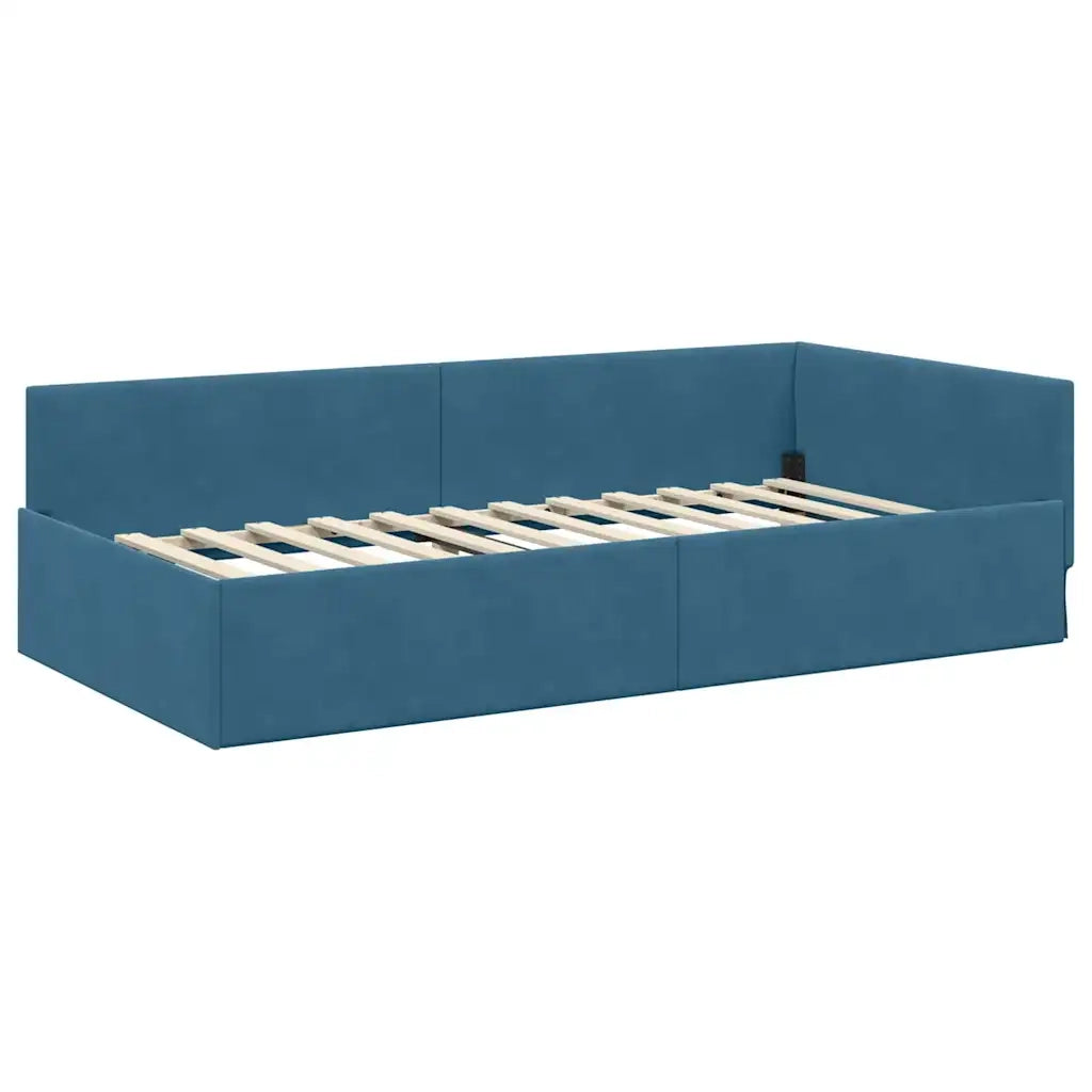 Struttura Letto Angolare con Materasso Altro 2 pcs Blu Velluto