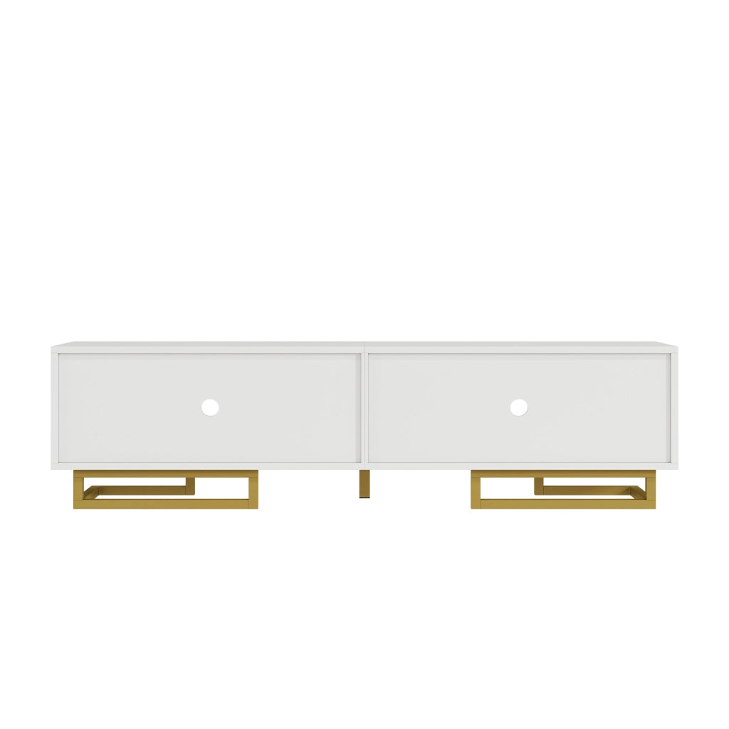 Mobile TV Lowboard con Ante Strutturate ¨C MINIMAL ¨C Oro, Gambe e Maniglie Dorate