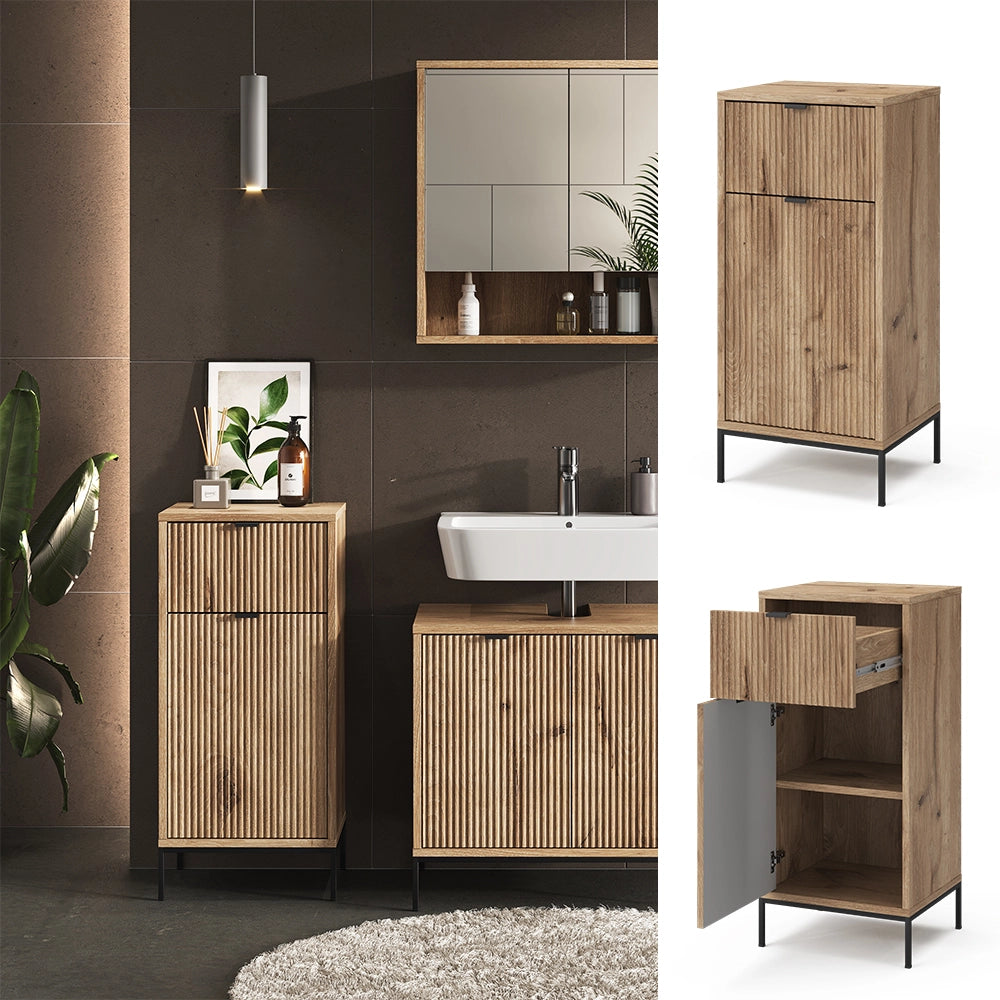 Vicco Mobile da bagno Quercia vichinga 40 x 87 cm con anta e cassetto