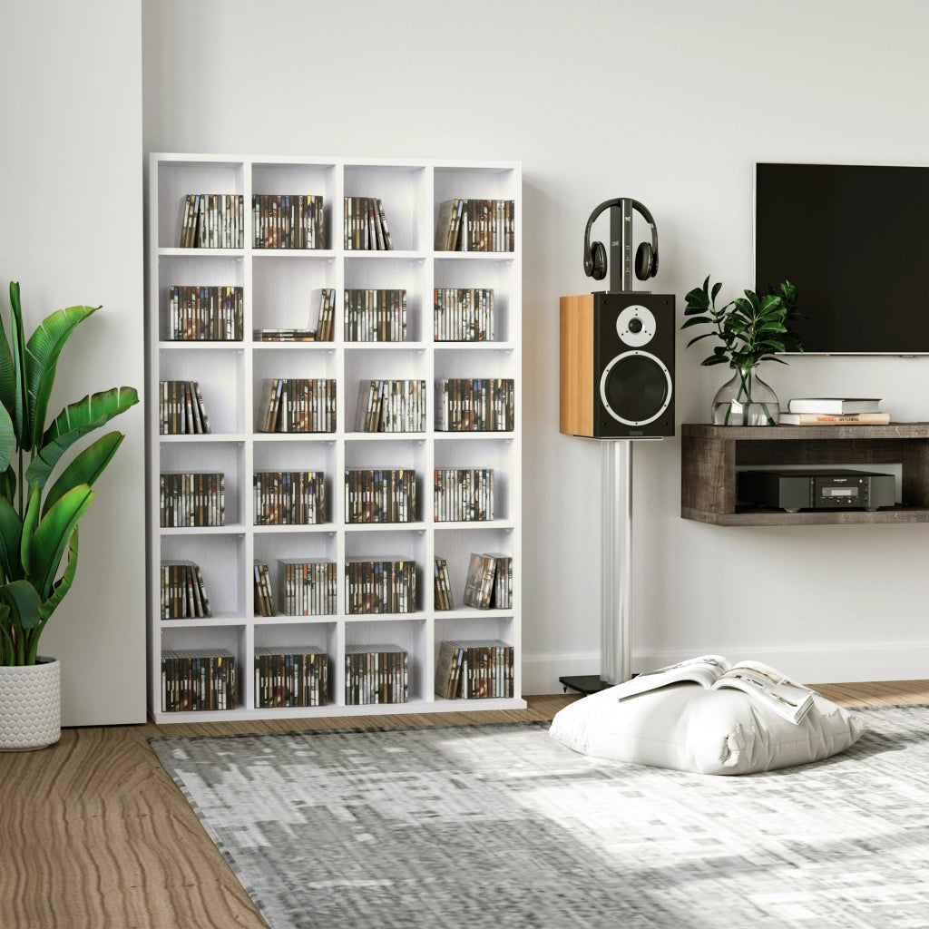 Libreria Mobile Multimedia 456 CD 336 DVD ¨C Xylo ¨C Legno Bianco Scaffale Ripiani Regolabili 89x130,5cm