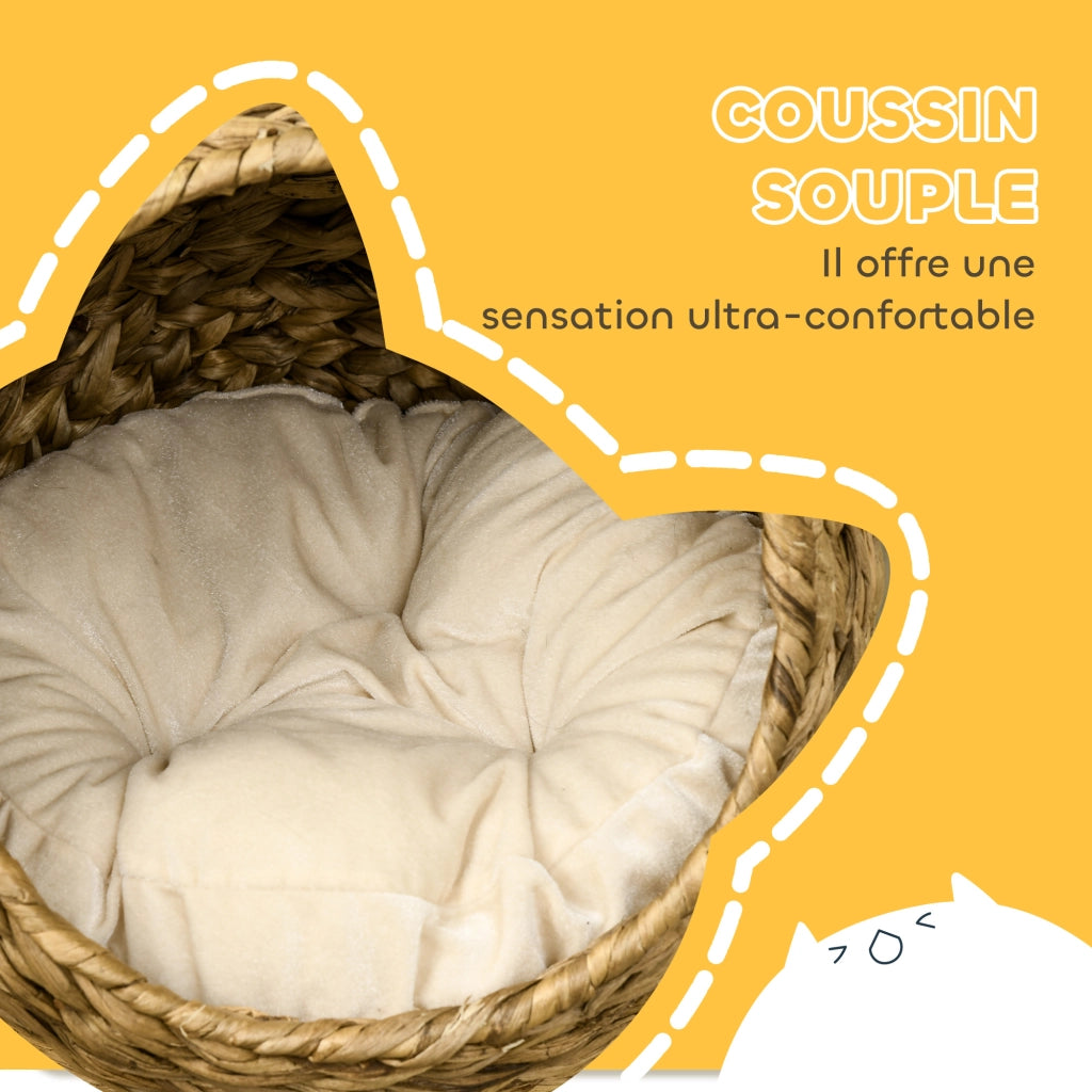 Letto a Soppalco per Gatti ¨C Minimal ¨C 40x37x51 cm Beige con Cuscino