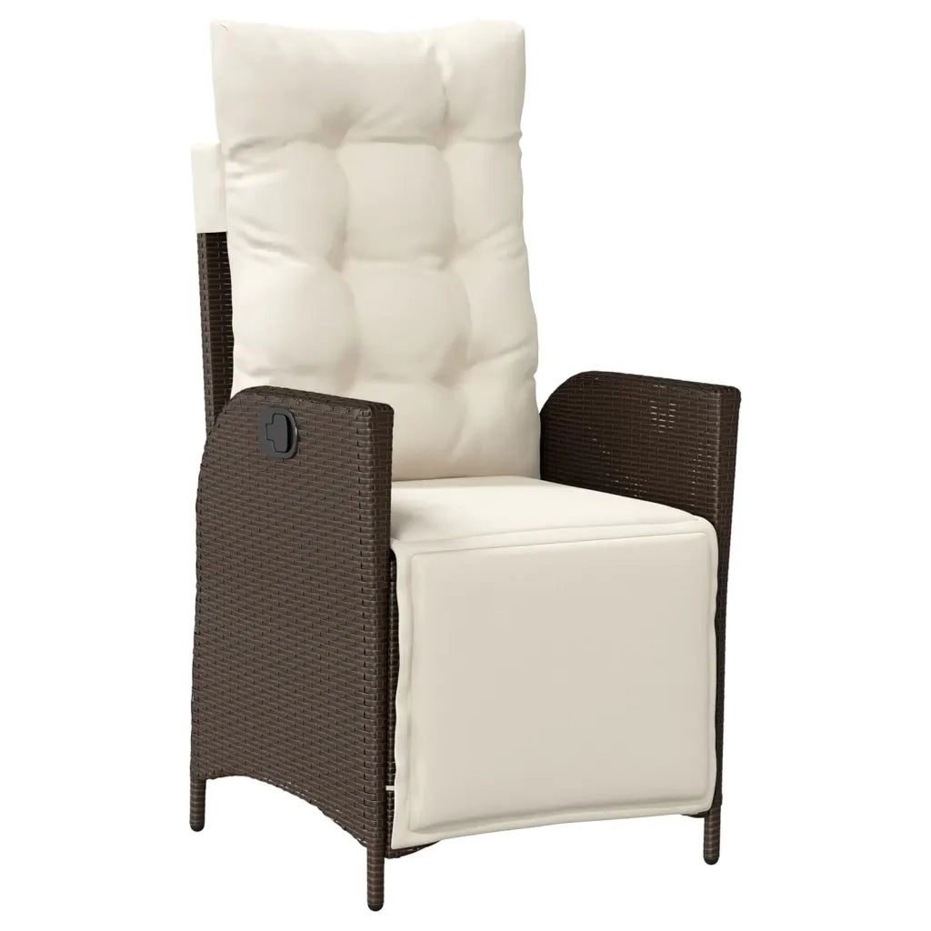 Set da Pranzo da Giardino 5pz con Cuscini in Polyrattan Marrone 3213414